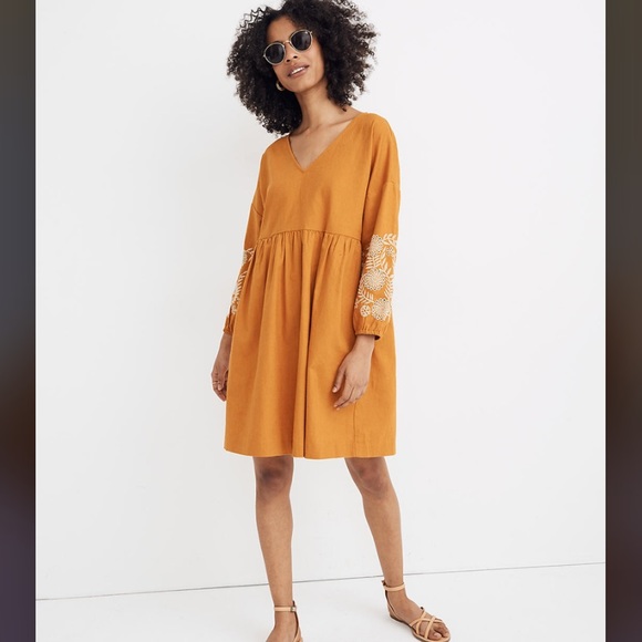 NWT | Embroidered-Sleeve Popover Dress - Picture 3 of 5